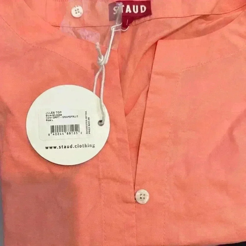 New NWT Staud Jules Top, Grapefruit Sz L Retails $225.00 - Picture 4 of 4
